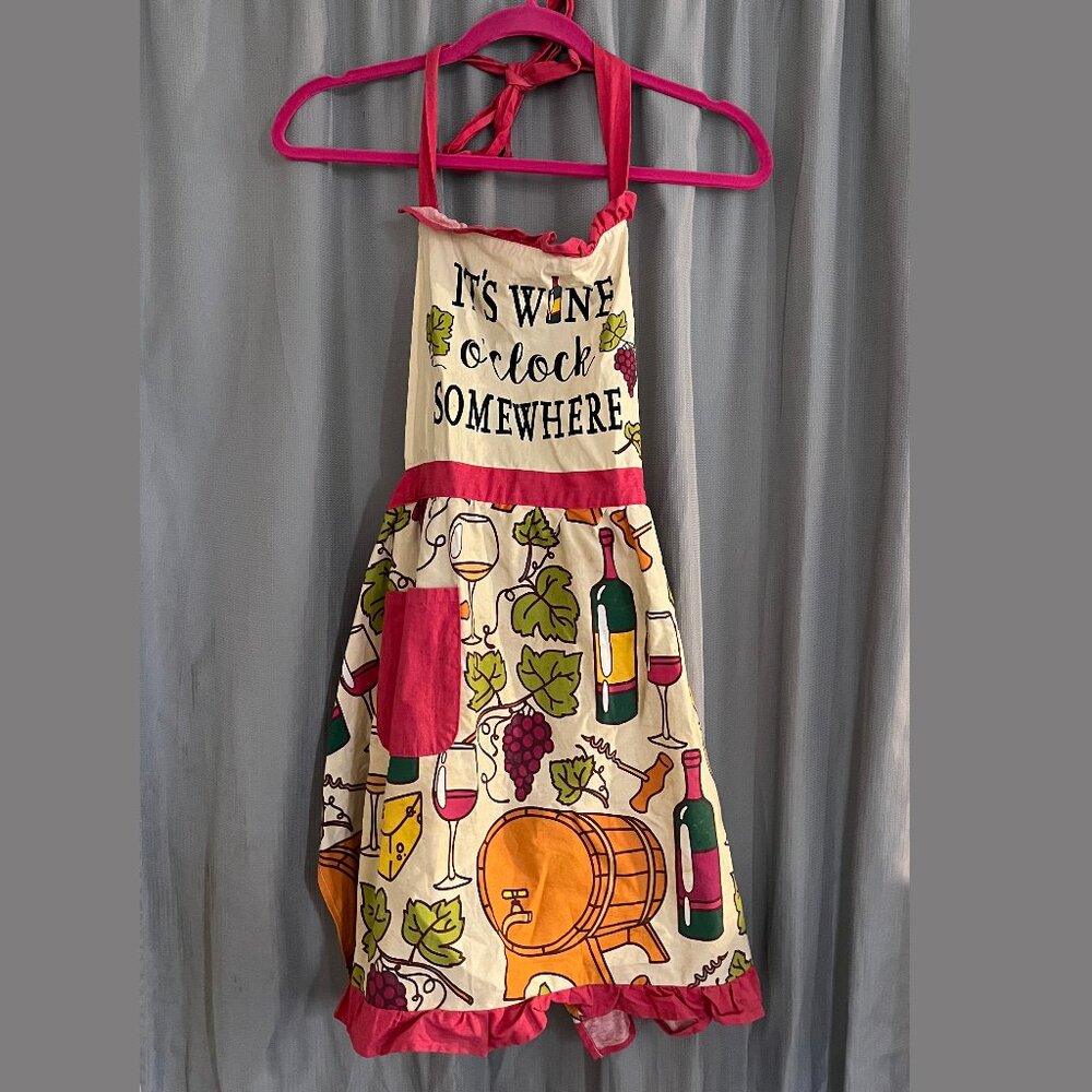"It's Wine O'clock Somewhere" Apron